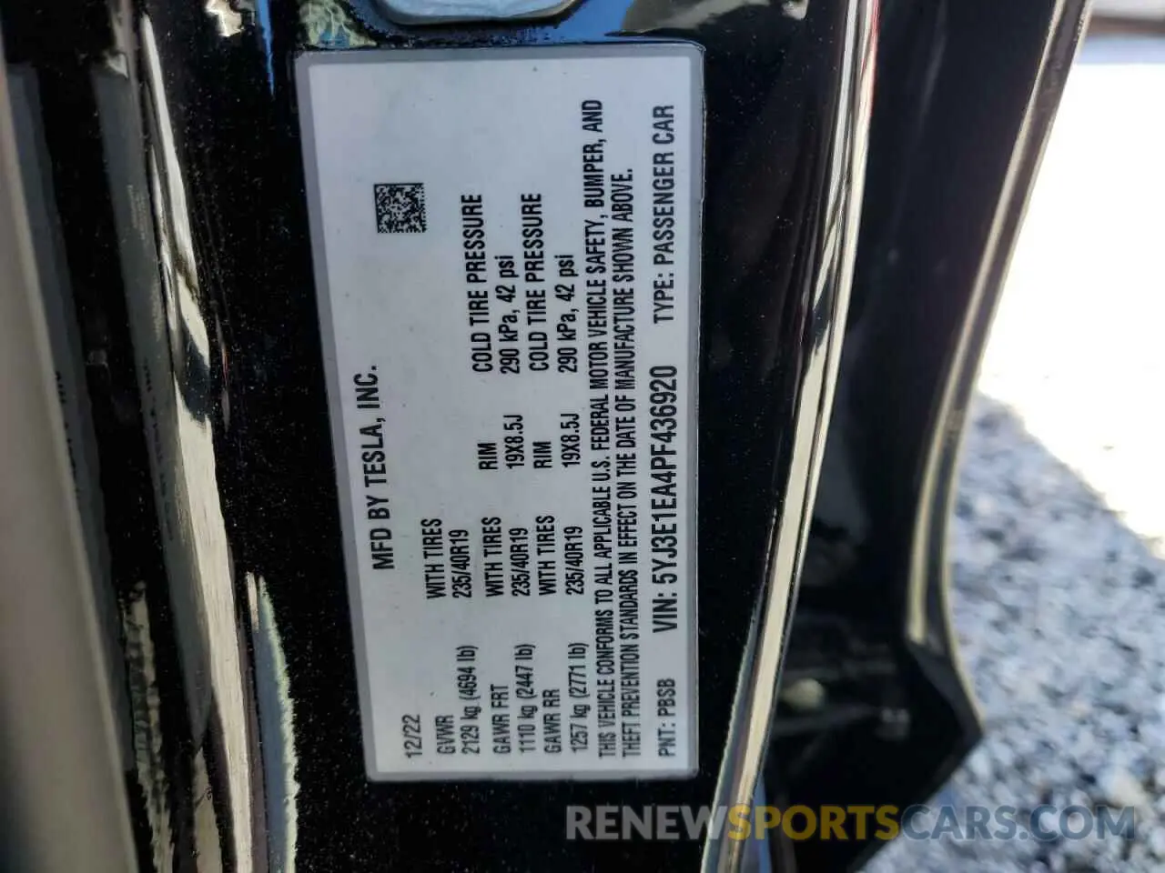 12 Photograph of a damaged car 5YJ3E1EA4PF436920 TESLA MODEL 3 2023