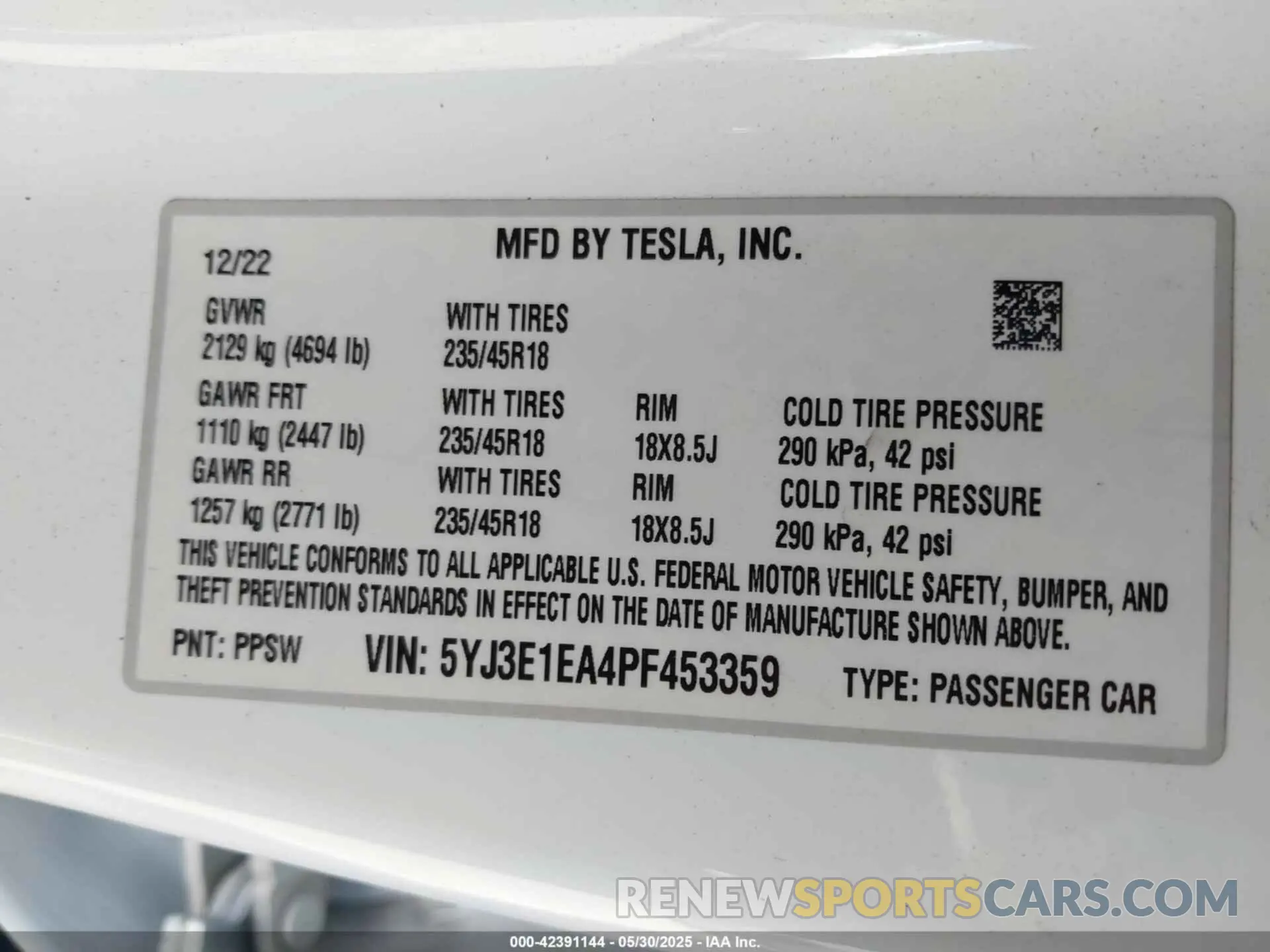 9 Фотография поврежденного автомобиля 5YJ3E1EA4PF453359 TESLA MODEL 3 2023