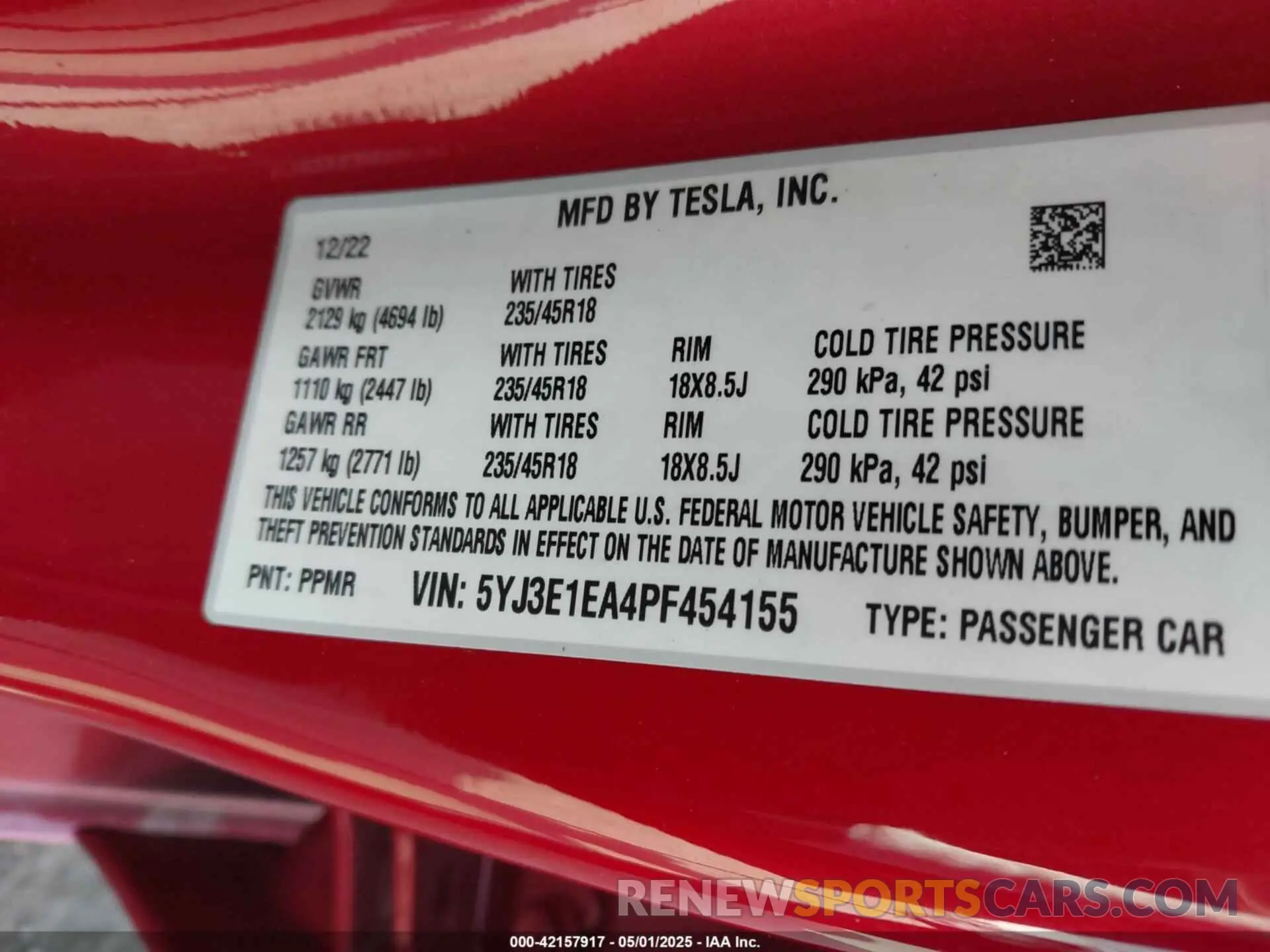 9 Photograph of a damaged car 5YJ3E1EA4PF454155 TESLA MODEL 3 2023