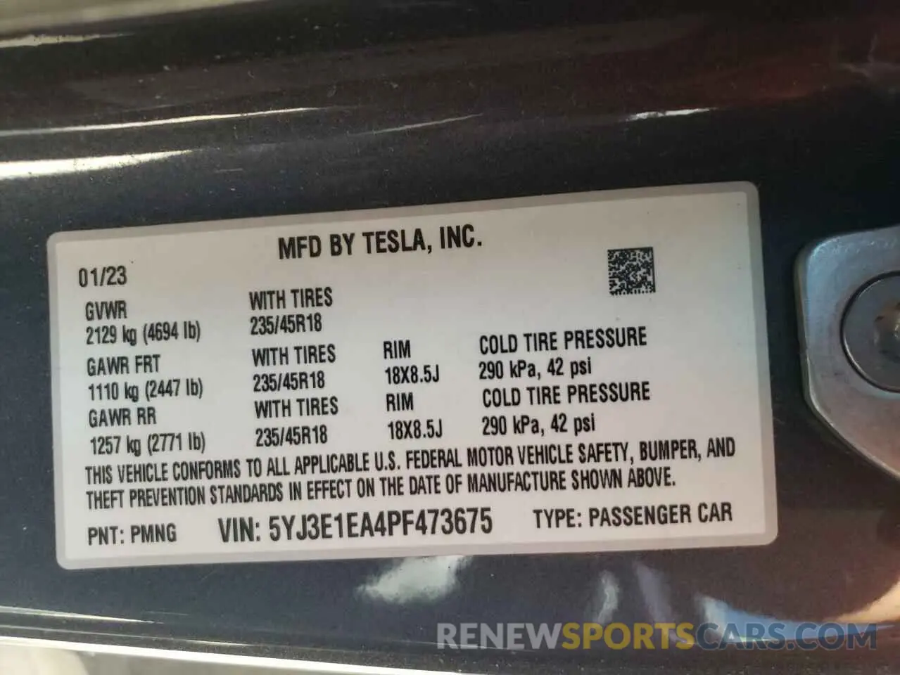 13 Photograph of a damaged car 5YJ3E1EA4PF473675 TESLA MODEL 3 2023