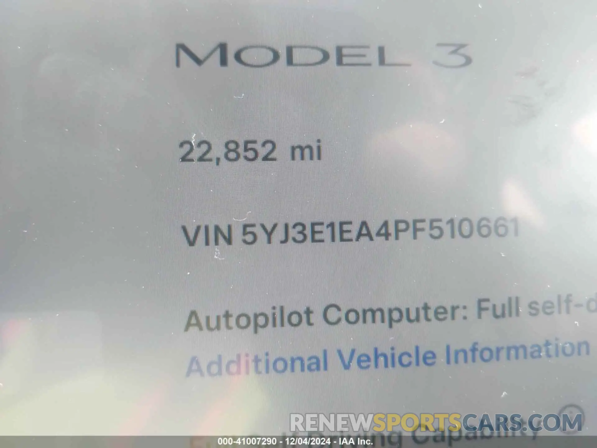 15 Photograph of a damaged car 5YJ3E1EA4PF510661 TESLA MODEL 3 2023