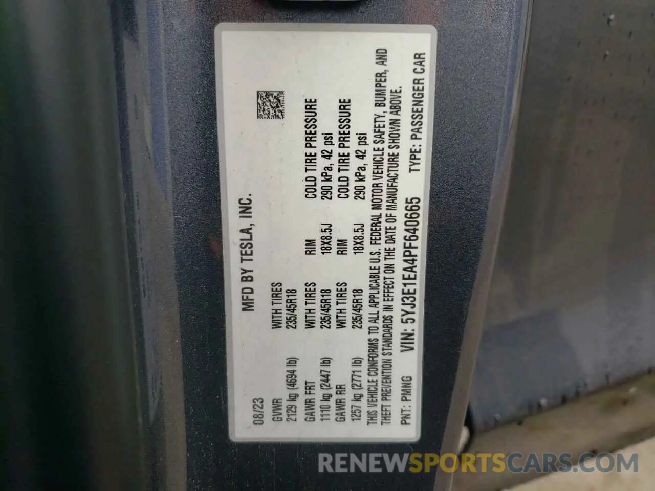 13 Photograph of a damaged car 5YJ3E1EA4PF640665 TESLA MODEL 3 2023