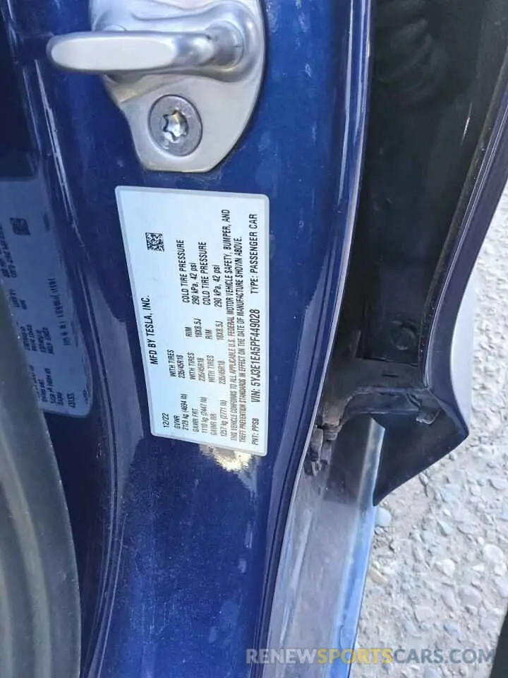 13 Фотография поврежденного автомобиля 5YJ3E1EA5PF449028 TESLA MODEL 3 2023