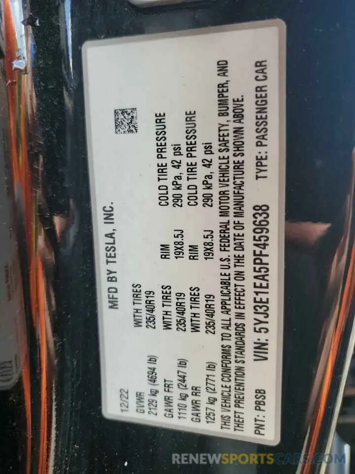 12 Photograph of a damaged car 5YJ3E1EA5PF459638 TESLA MODEL 3 2023