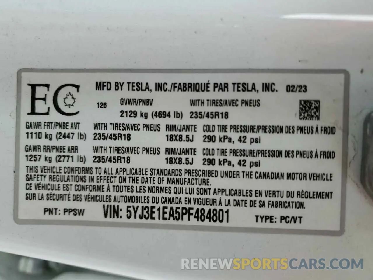 12 Photograph of a damaged car 5YJ3E1EA5PF484801 TESLA MODEL 3 2023