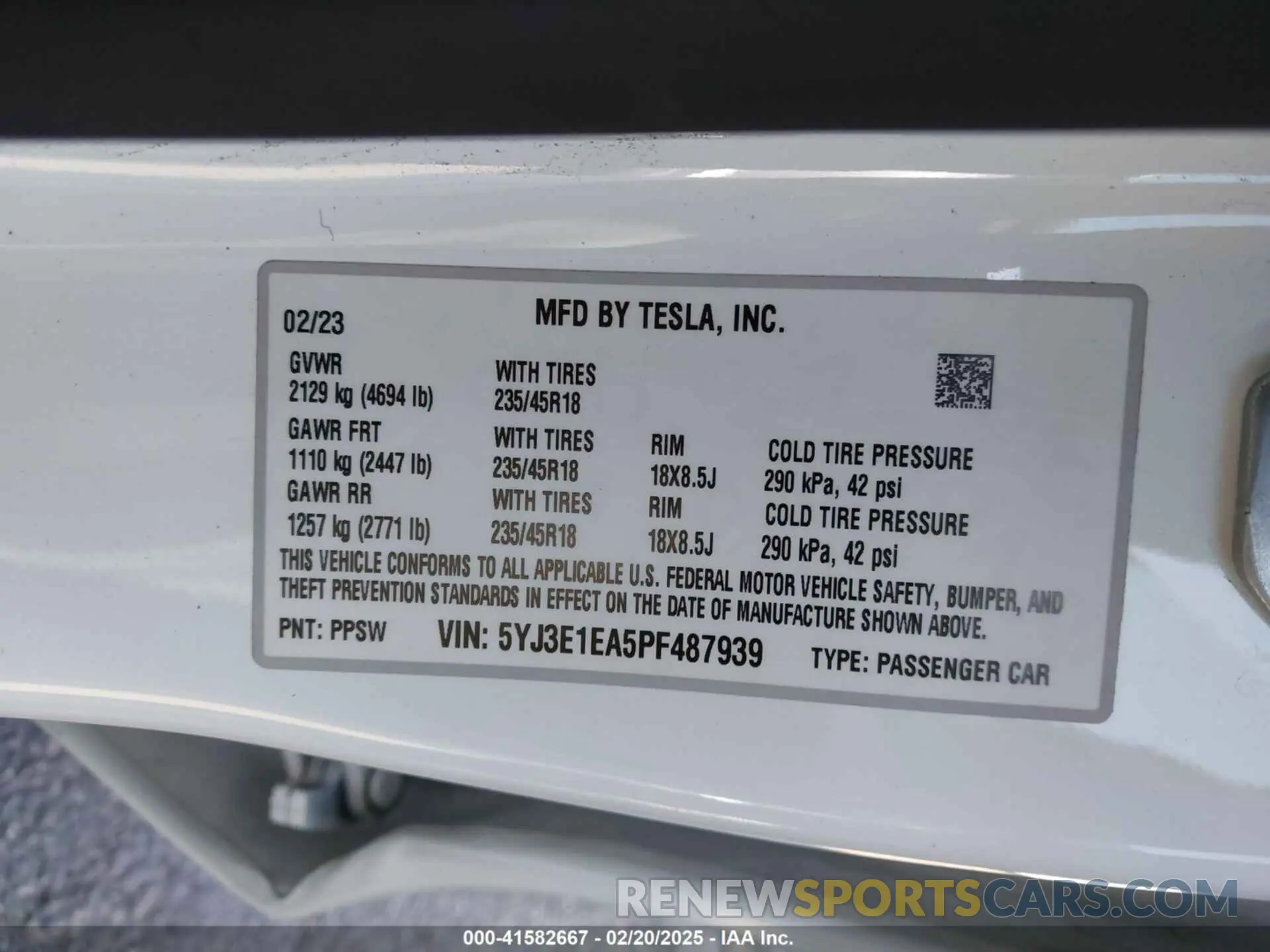 9 Фотография поврежденного автомобиля 5YJ3E1EA5PF487939 TESLA MODEL 3 2023