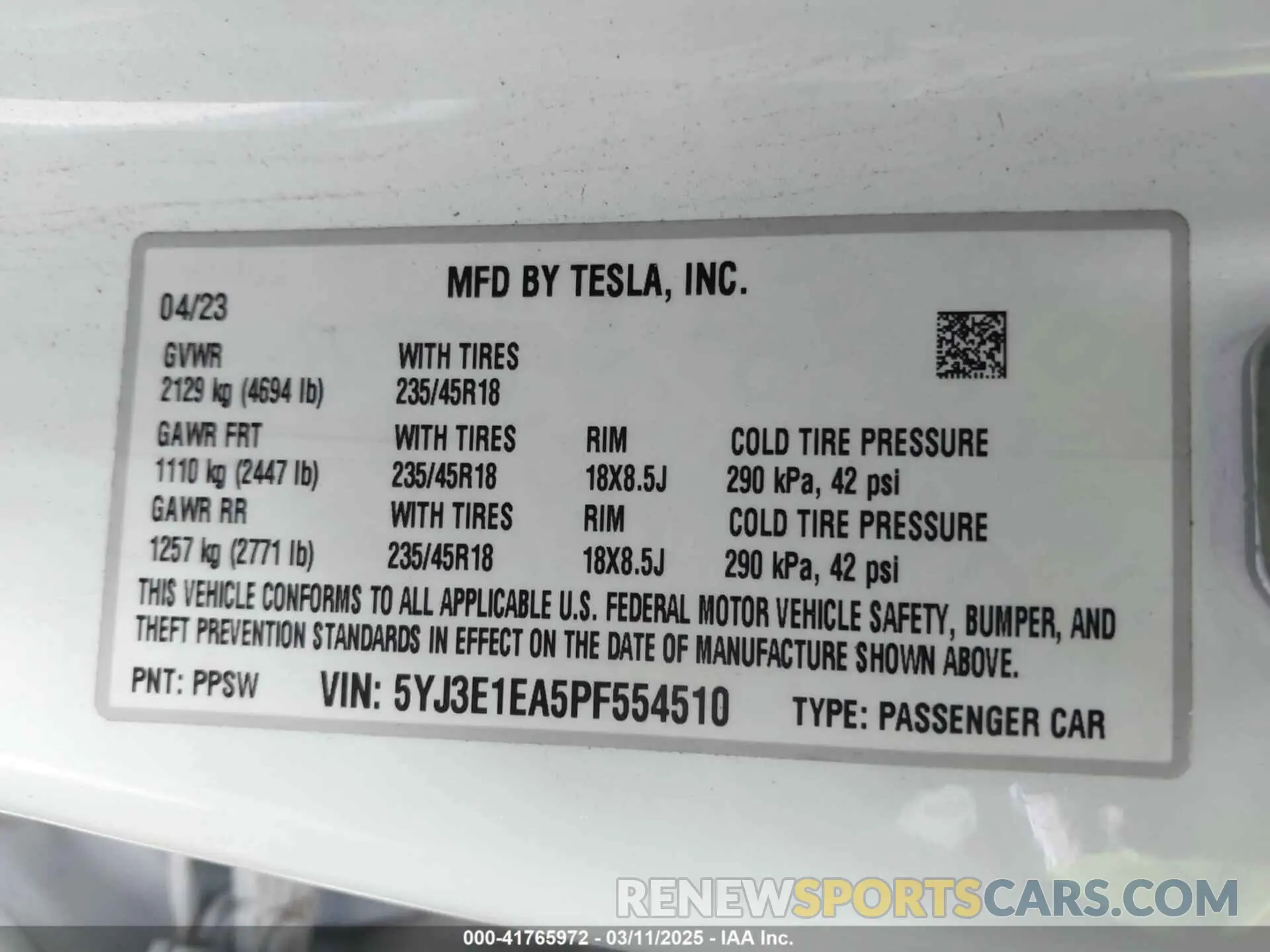 9 Photograph of a damaged car 5YJ3E1EA5PF554510 TESLA MODEL 3 2023