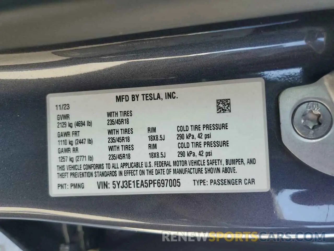 13 Фотография поврежденного автомобиля 5YJ3E1EA5PF697005 TESLA MODEL 3 2023