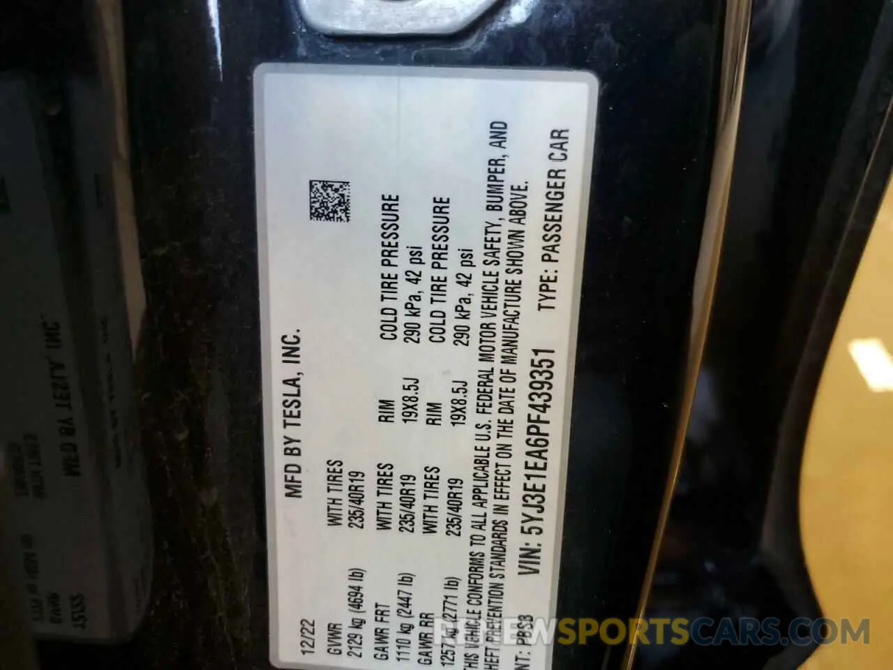 13 Фотография поврежденного автомобиля 5YJ3E1EA6PF439351 TESLA MODEL 3 2023