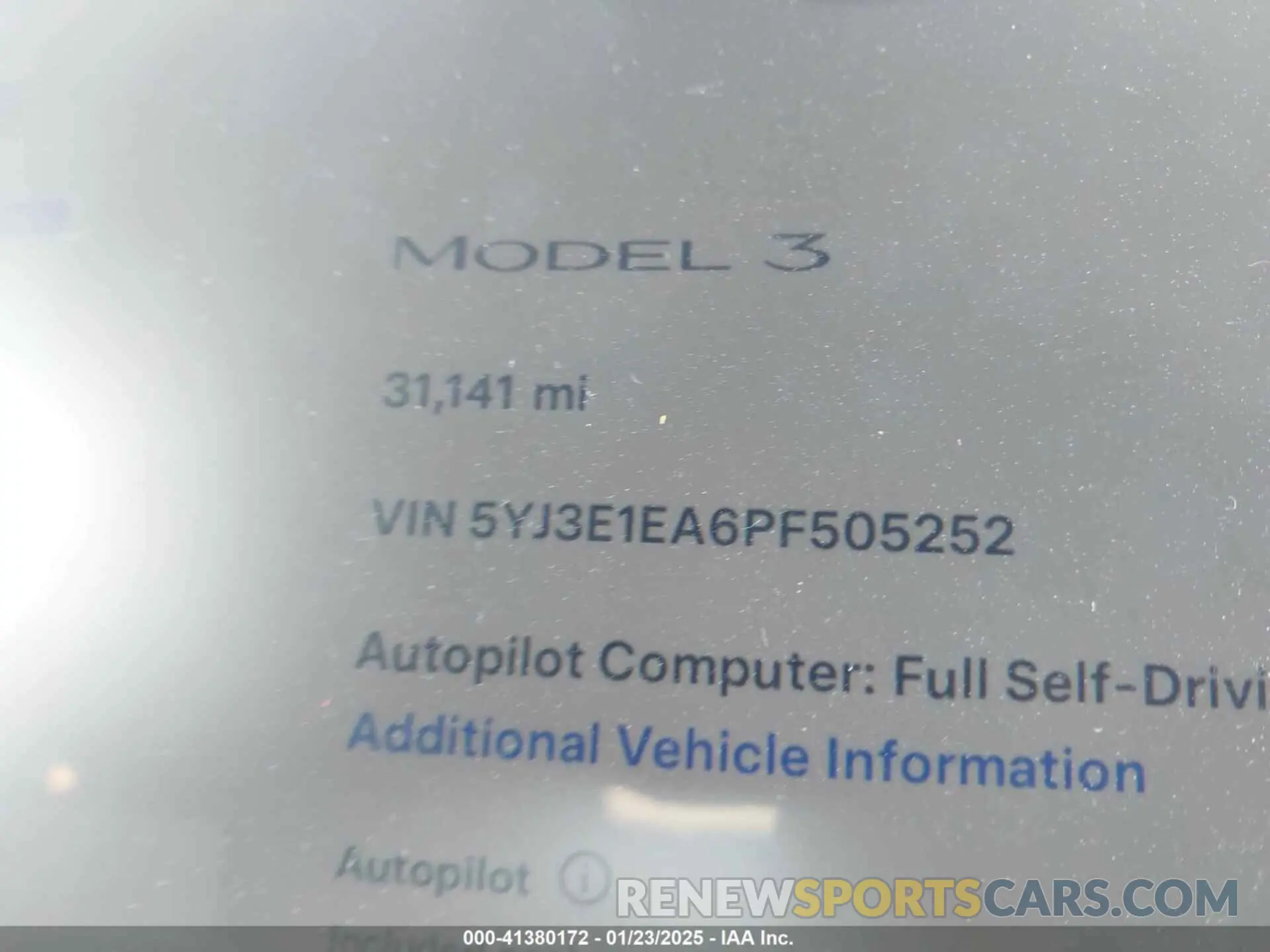 7 Photograph of a damaged car 5YJ3E1EA6PF505252 TESLA MODEL 3 2023