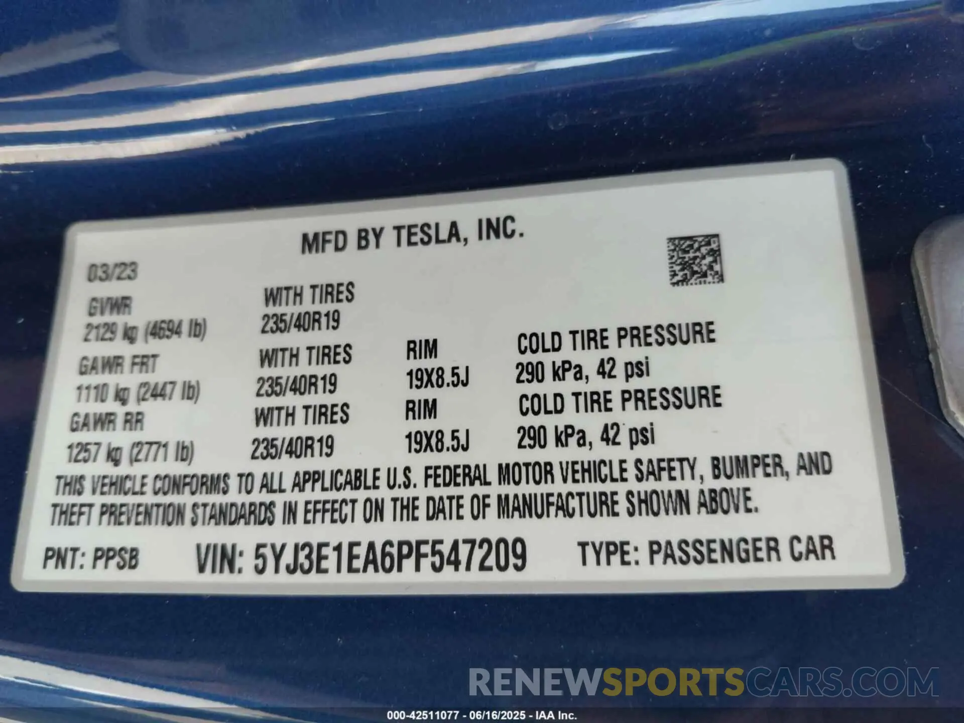 9 Фотография поврежденного автомобиля 5YJ3E1EA6PF547209 TESLA MODEL 3 2023