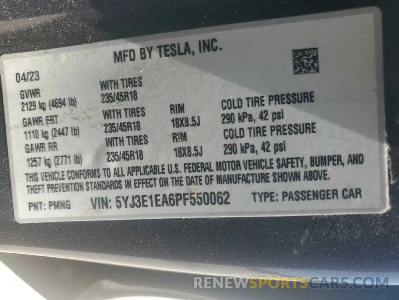 13 Фотография поврежденного автомобиля 5YJ3E1EA6PF550062 TESLA MODEL 3 2023