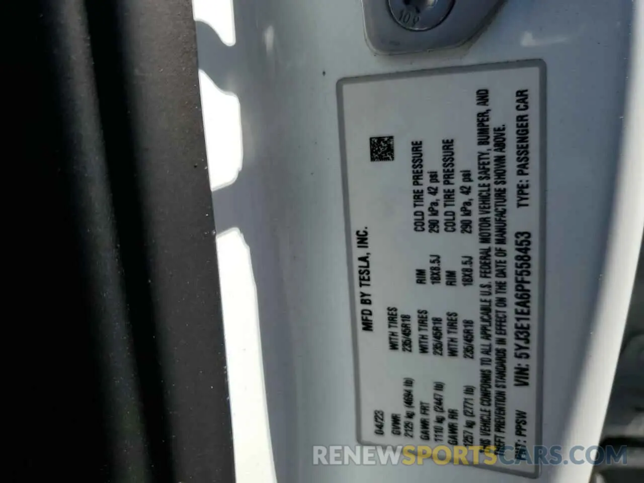 14 Photograph of a damaged car 5YJ3E1EA6PF558453 TESLA MODEL 3 2023