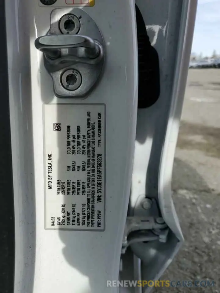 14 Photograph of a damaged car 5YJ3E1EA6PF563278 TESLA MODEL 3 2023