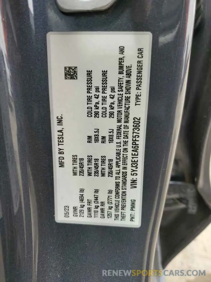 12 Photograph of a damaged car 5YJ3E1EA6PF573602 TESLA MODEL 3 2023