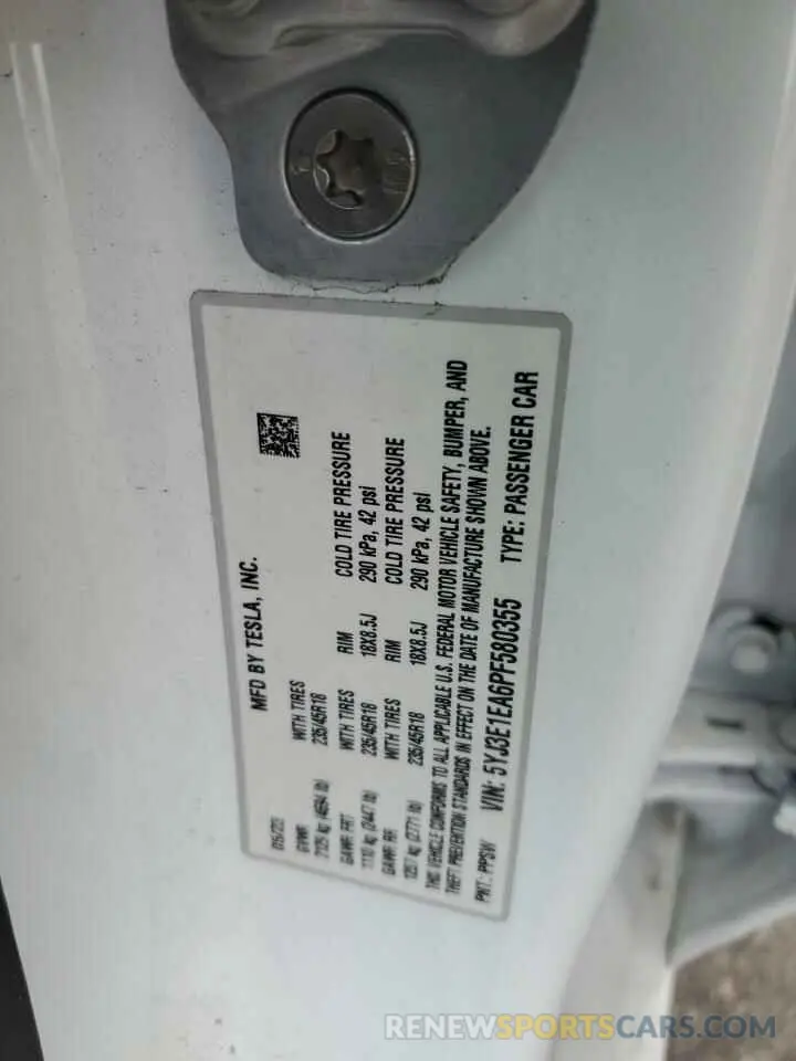 13 Фотография поврежденного автомобиля 5YJ3E1EA6PF580355 TESLA MODEL 3 2023