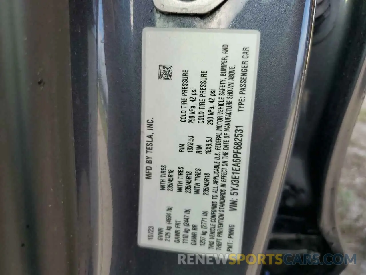13 Фотография поврежденного автомобиля 5YJ3E1EA6PF682531 TESLA MODEL 3 2023