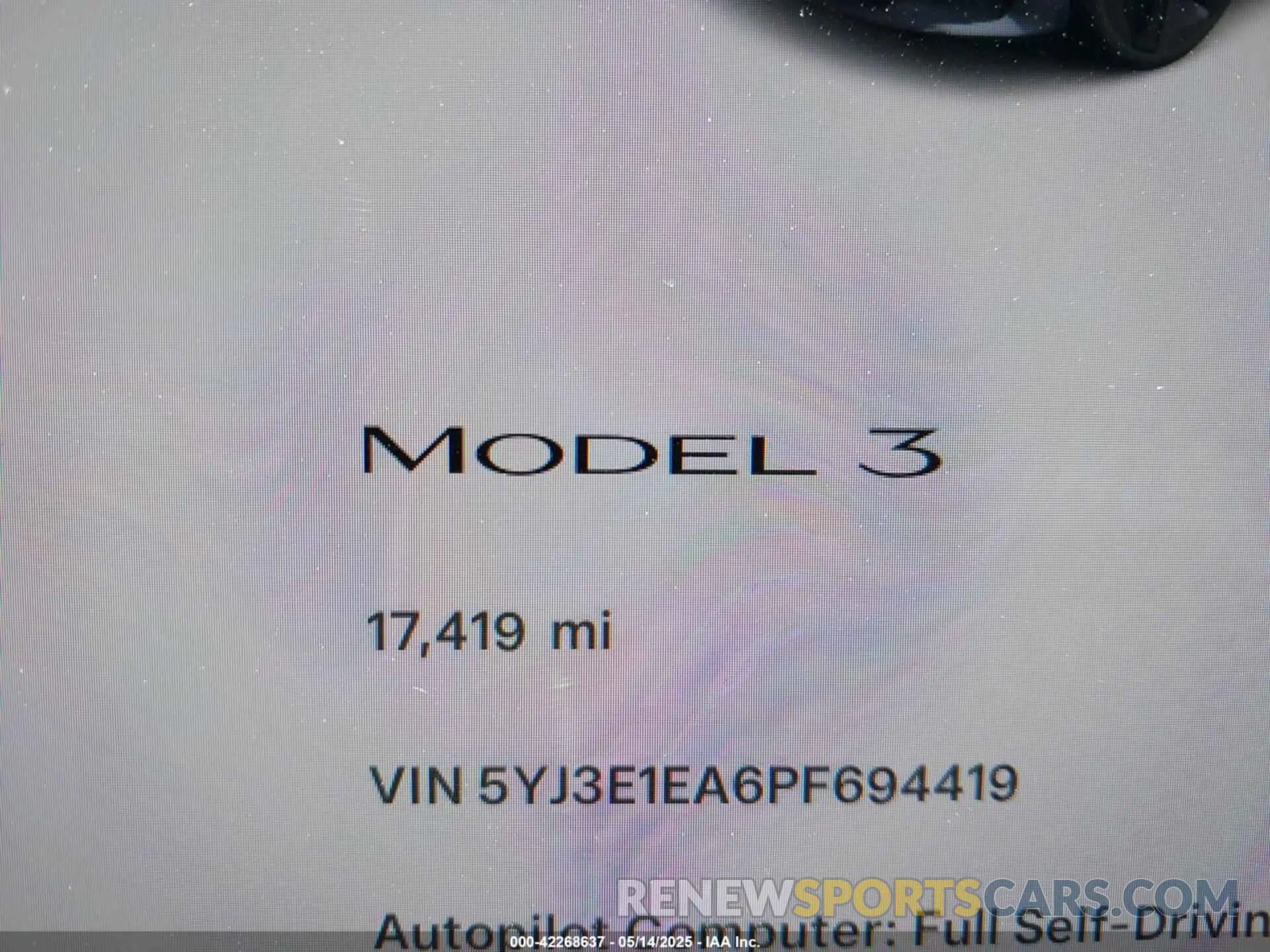 15 Photograph of a damaged car 5YJ3E1EA6PF694419 TESLA MODEL 3 2023
