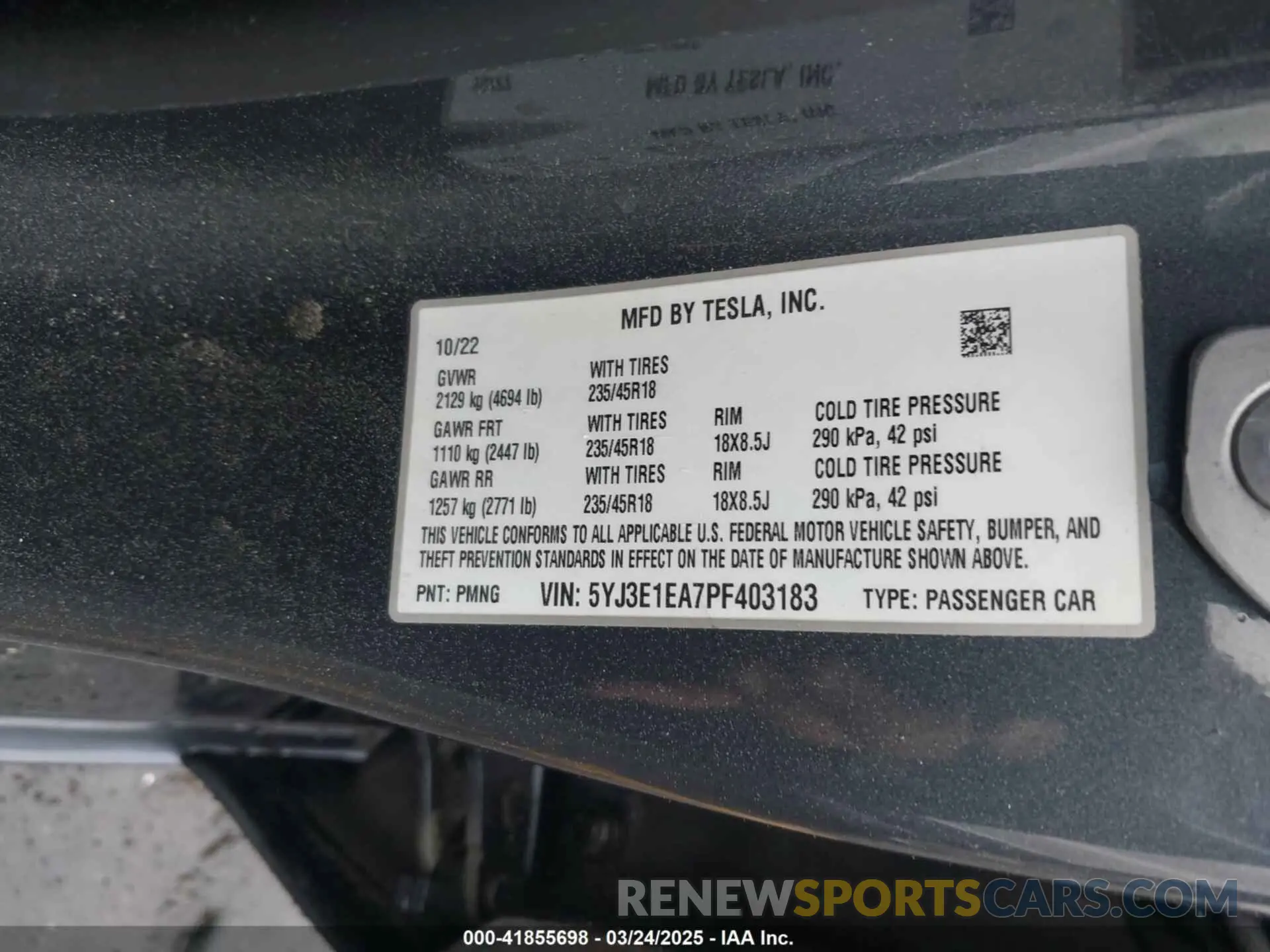 9 Фотография поврежденного автомобиля 5YJ3E1EA7PF403183 TESLA MODEL 3 2023