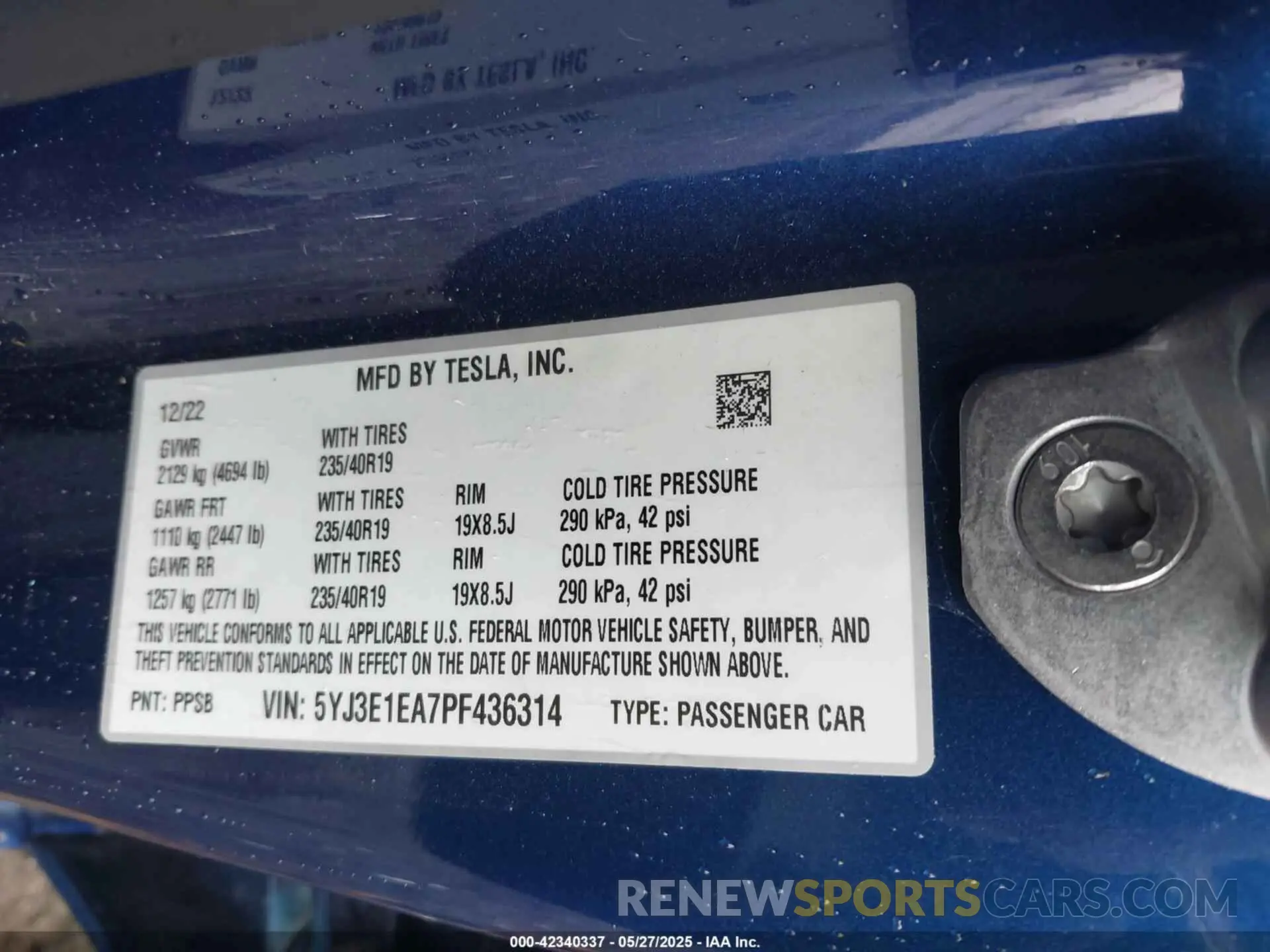 9 Фотография поврежденного автомобиля 5YJ3E1EA7PF436314 TESLA MODEL 3 2023