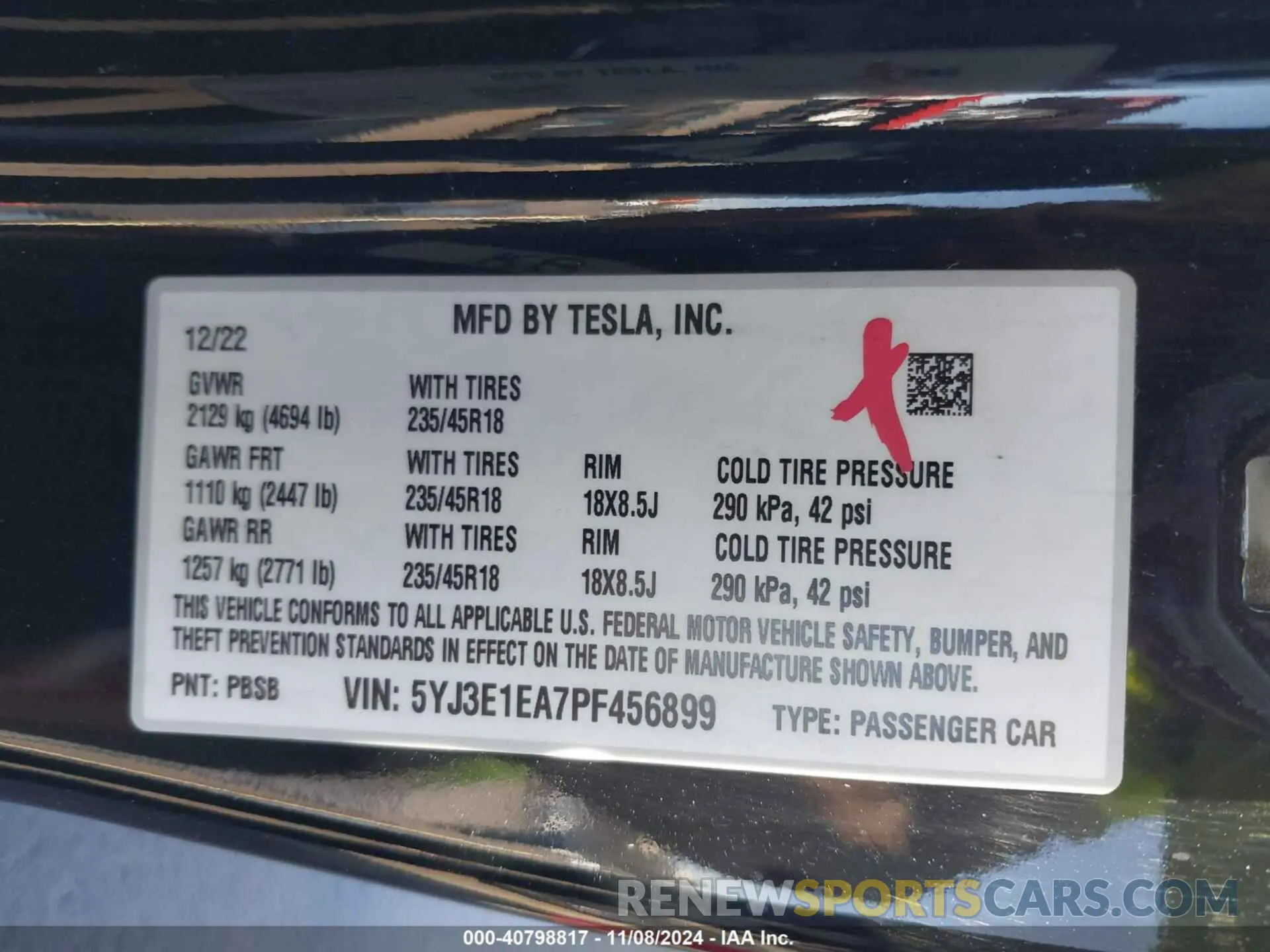 9 Photograph of a damaged car 5YJ3E1EA7PF456899 TESLA MODEL 3 2023