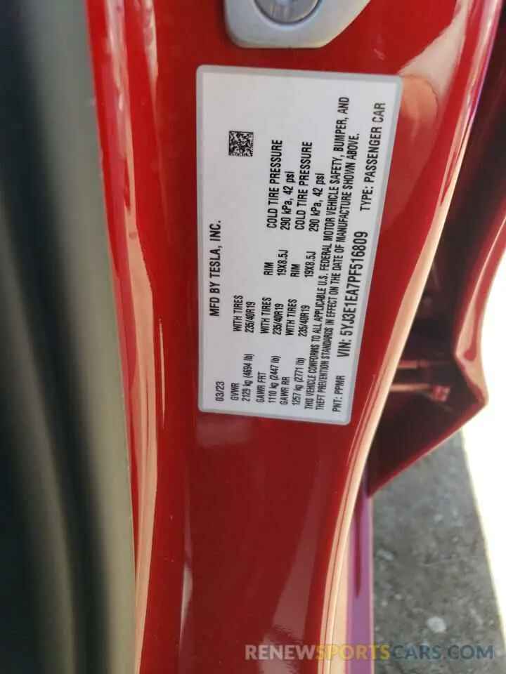 13 Фотография поврежденного автомобиля 5YJ3E1EA7PF516809 TESLA MODEL 3 2023