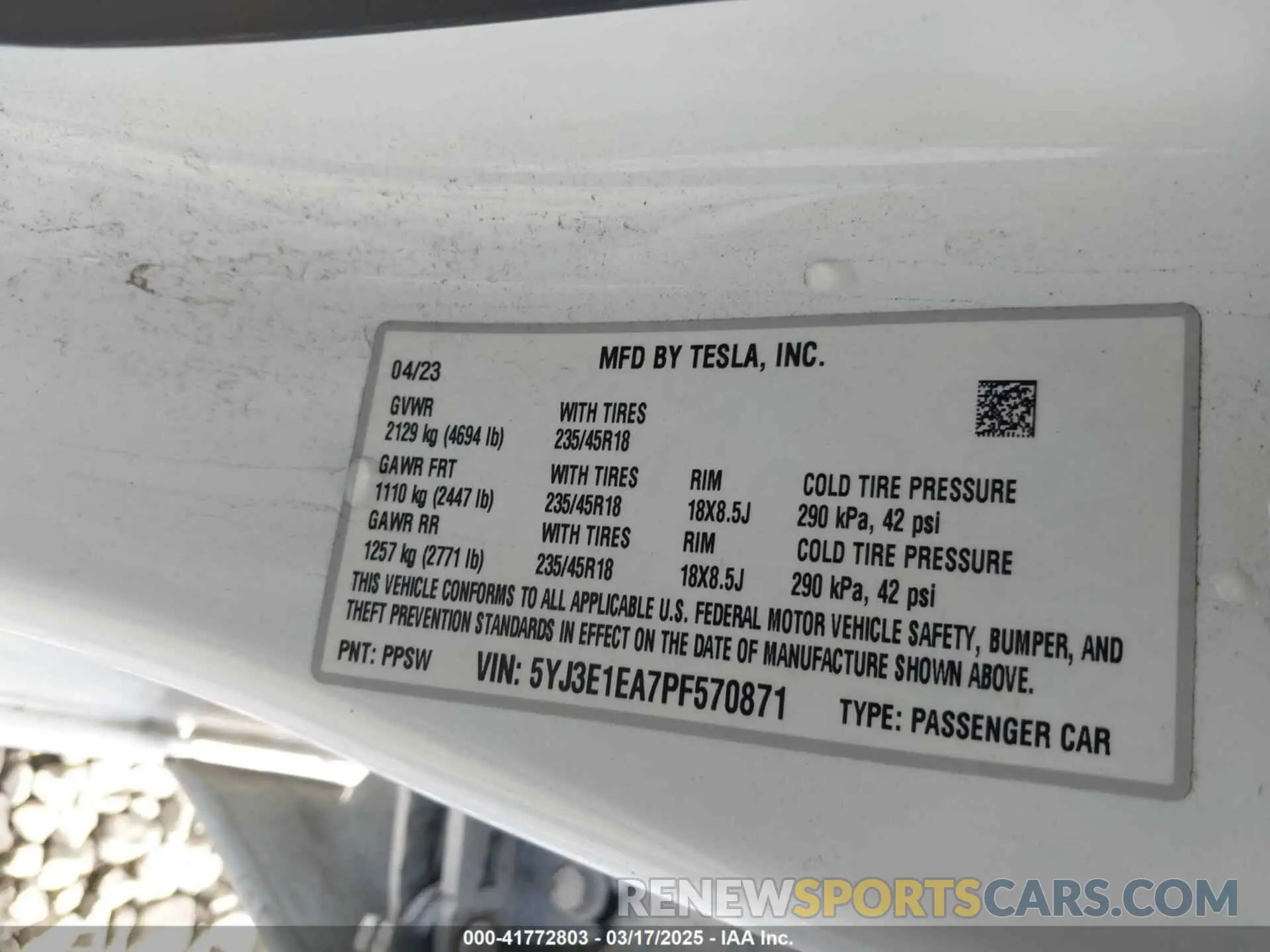 9 Фотография поврежденного автомобиля 5YJ3E1EA7PF570871 TESLA MODEL 3 2023