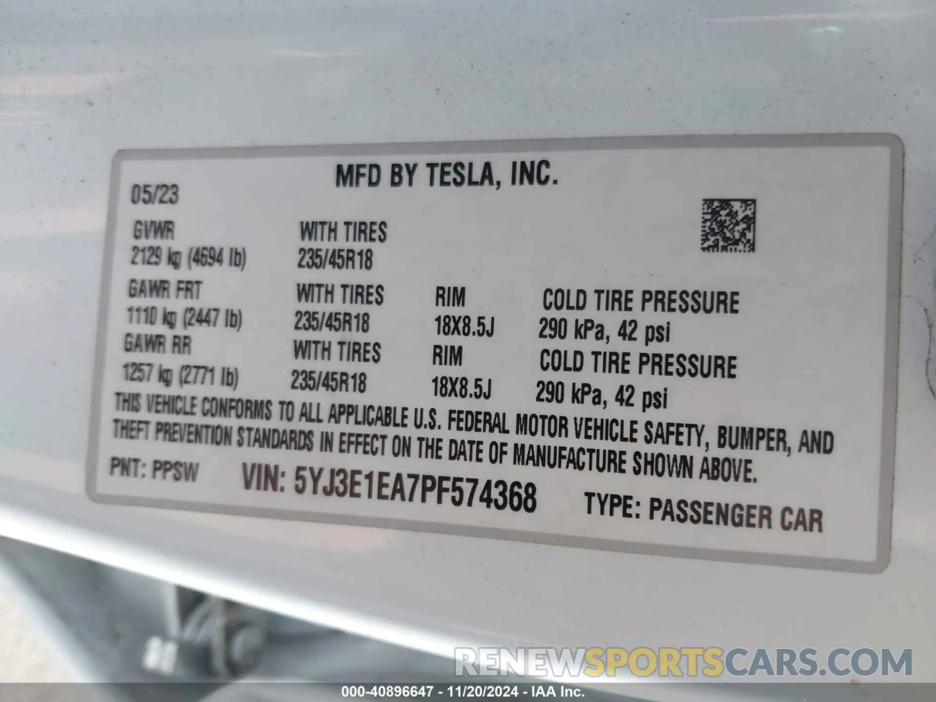 9 Photograph of a damaged car 5YJ3E1EA7PF574368 TESLA MODEL 3 2023