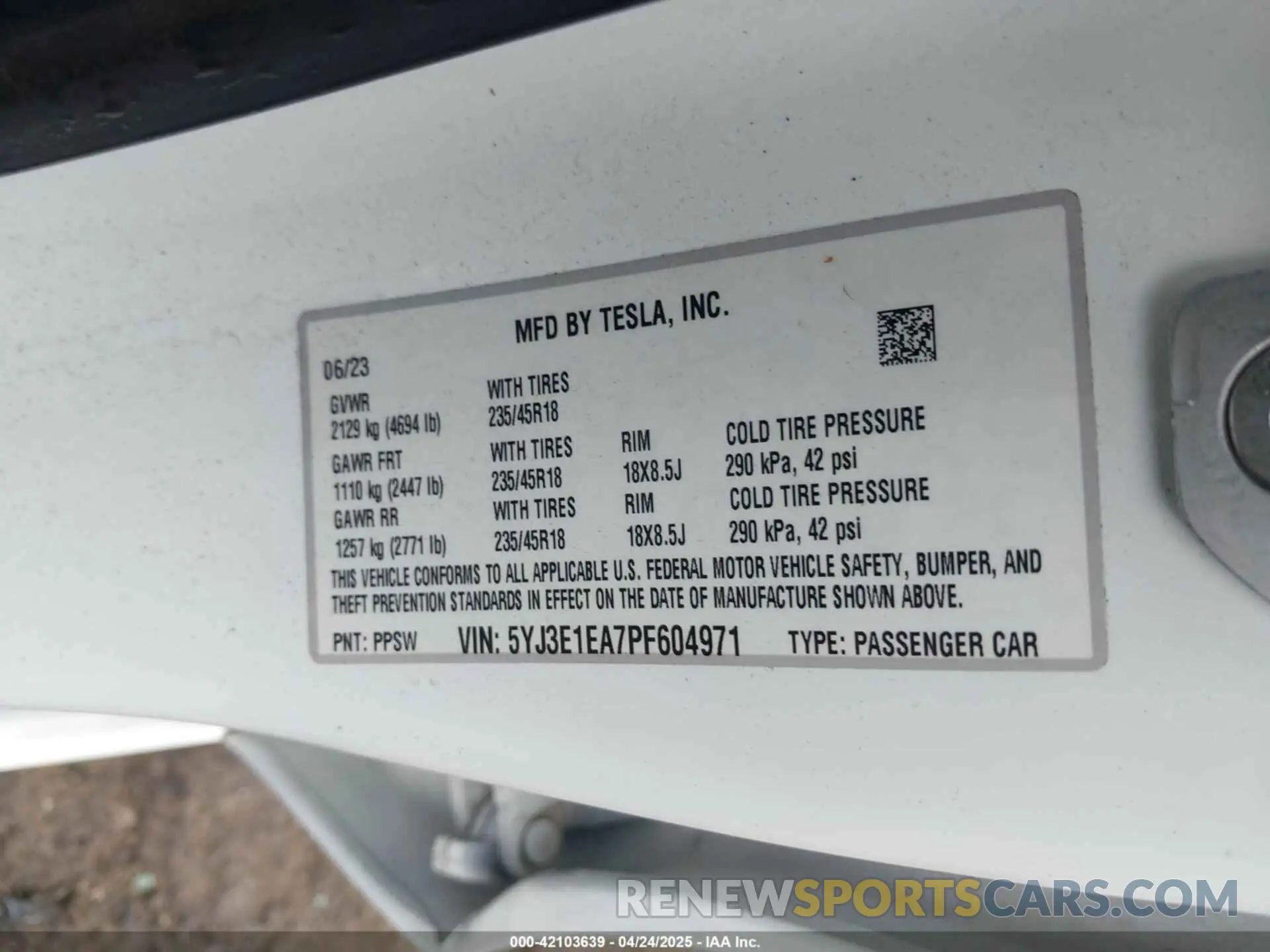 9 Фотография поврежденного автомобиля 5YJ3E1EA7PF604971 TESLA MODEL 3 2023