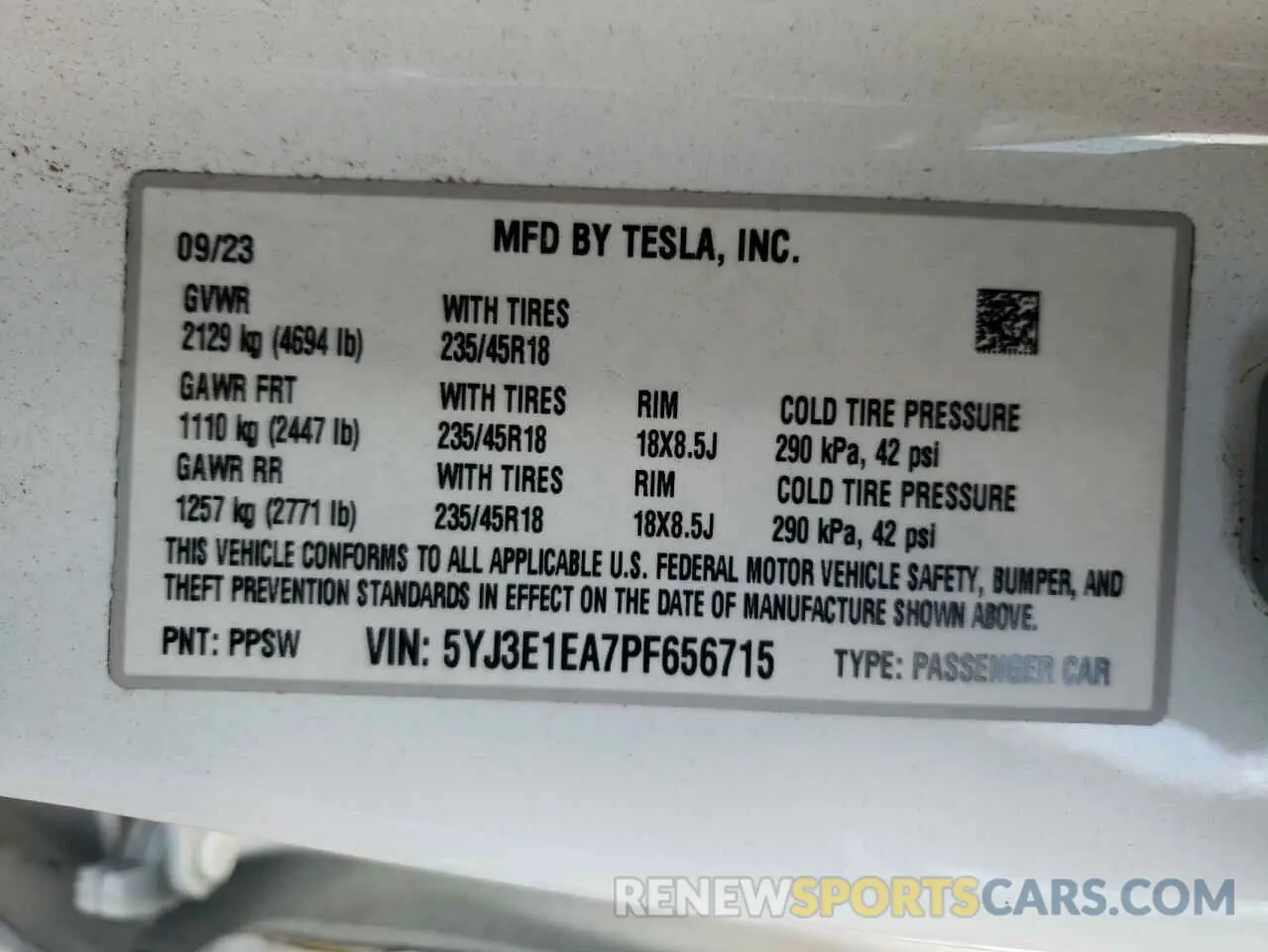 13 Photograph of a damaged car 5YJ3E1EA7PF656715 TESLA MODEL 3 2023