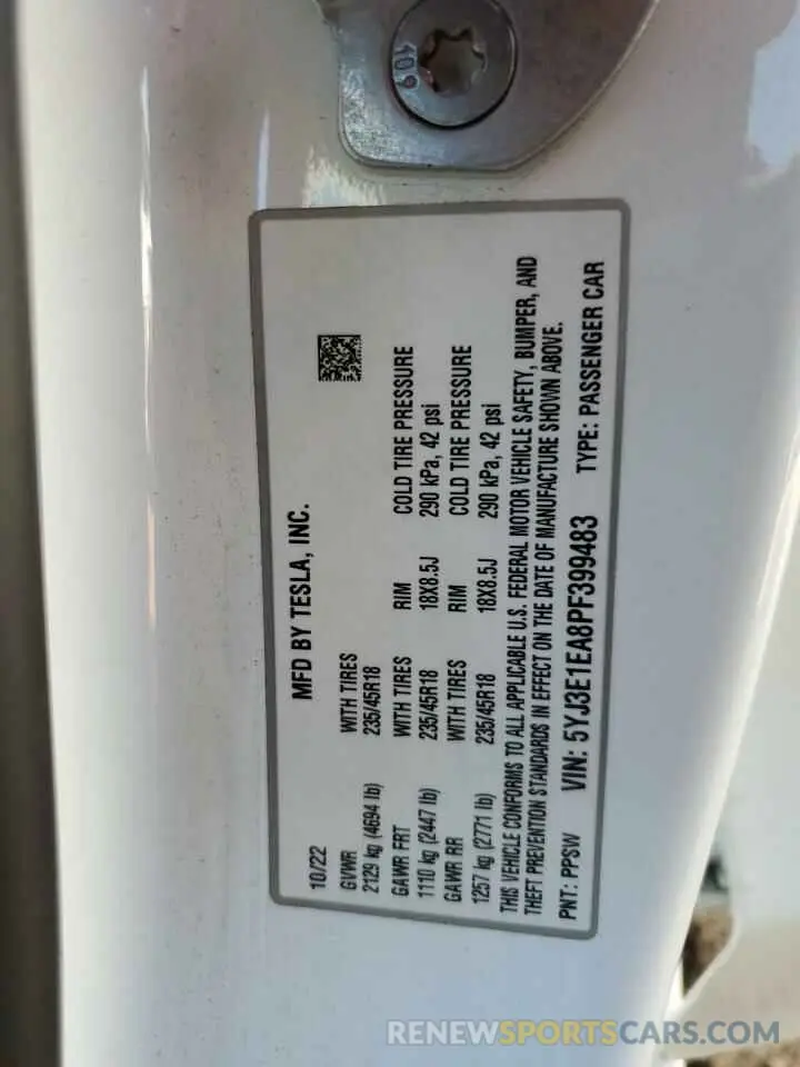 13 Photograph of a damaged car 5YJ3E1EA8PF399483 TESLA MODEL 3 2023