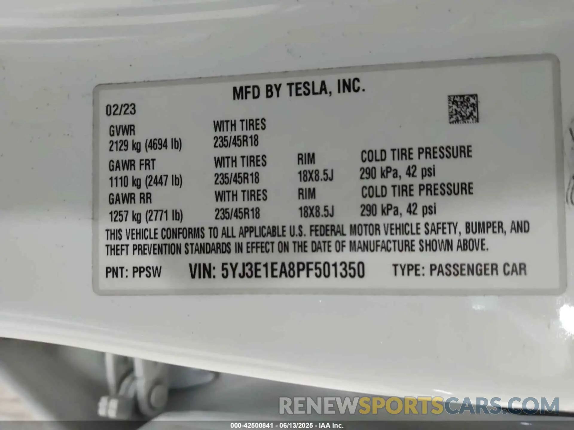 9 Фотография поврежденного автомобиля 5YJ3E1EA8PF501350 TESLA MODEL 3 2023