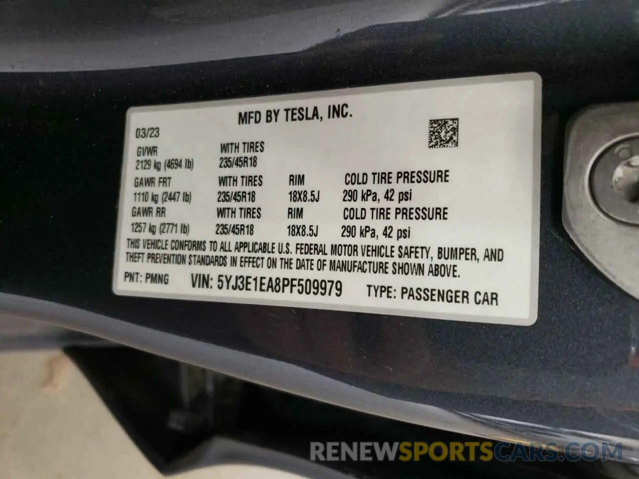 12 Photograph of a damaged car 5YJ3E1EA8PF509979 TESLA MODEL 3 2023