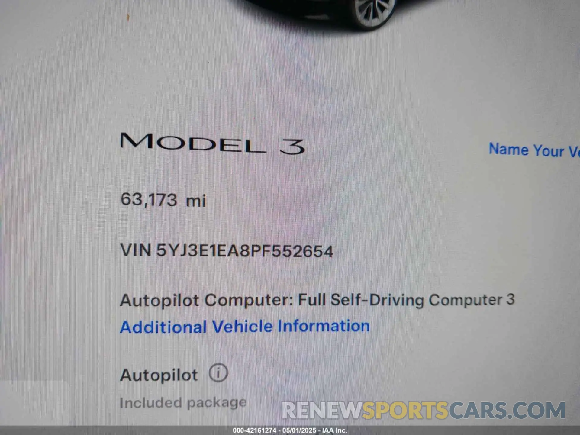 7 Photograph of a damaged car 5YJ3E1EA8PF552654 TESLA MODEL 3 2023
