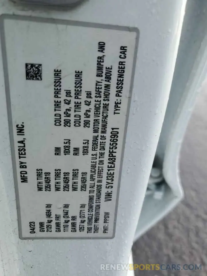 13 Фотография поврежденного автомобиля 5YJ3E1EA8PF556901 TESLA MODEL 3 2023