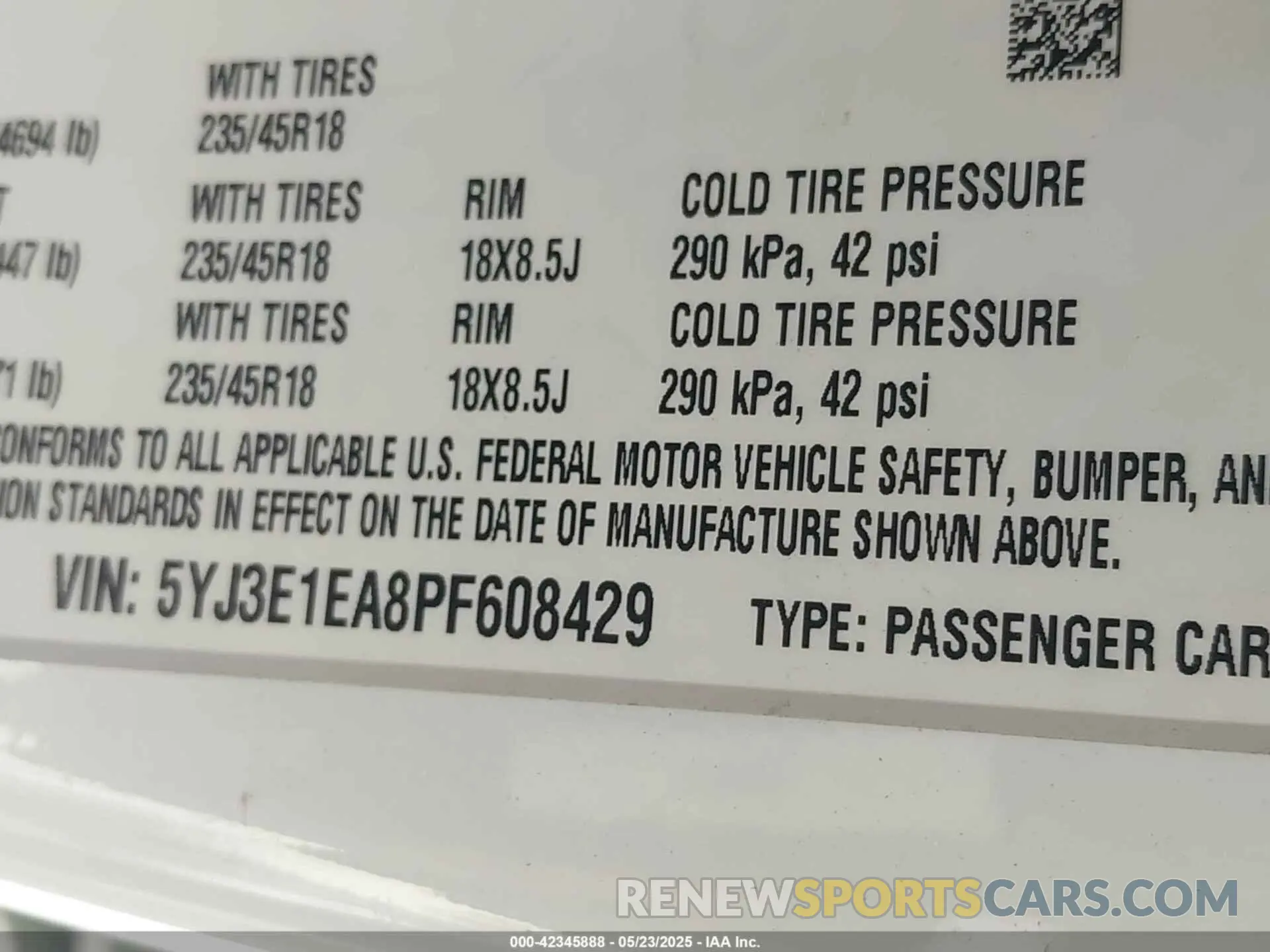 9 Фотография поврежденного автомобиля 5YJ3E1EA8PF608429 TESLA MODEL 3 2023