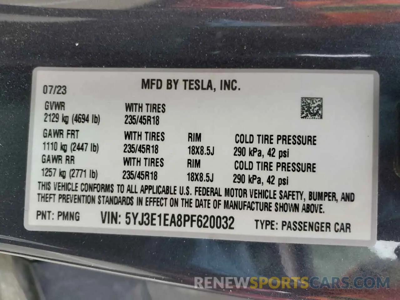 12 Photograph of a damaged car 5YJ3E1EA8PF620032 TESLA MODEL 3 2023