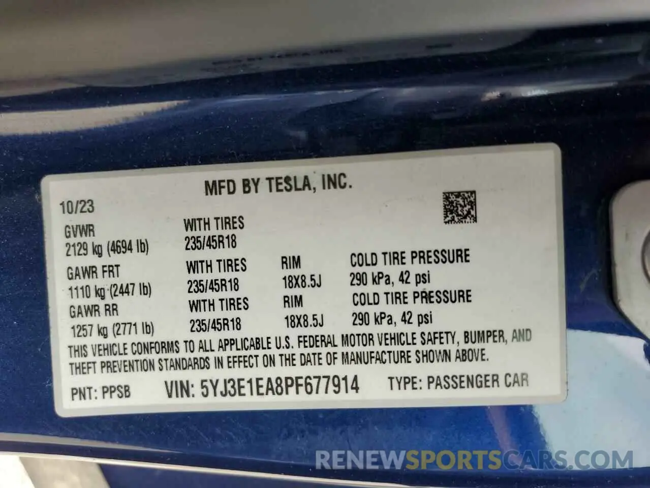 12 Фотография поврежденного автомобиля 5YJ3E1EA8PF677914 TESLA MODEL 3 2023