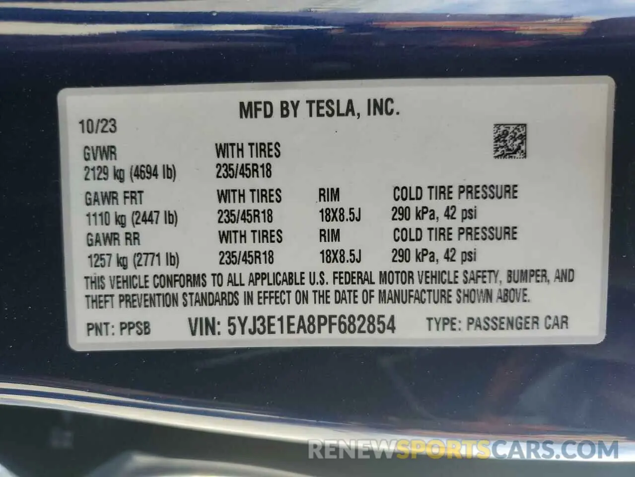 13 Photograph of a damaged car 5YJ3E1EA8PF682854 TESLA MODEL 3 2023