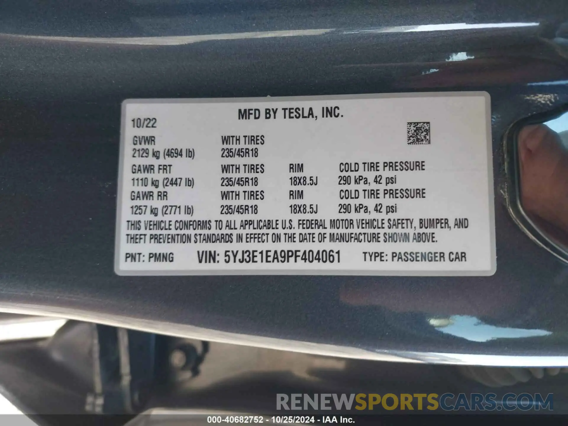 9 Фотография поврежденного автомобиля 5YJ3E1EA9PF404061 TESLA MODEL 3 2023