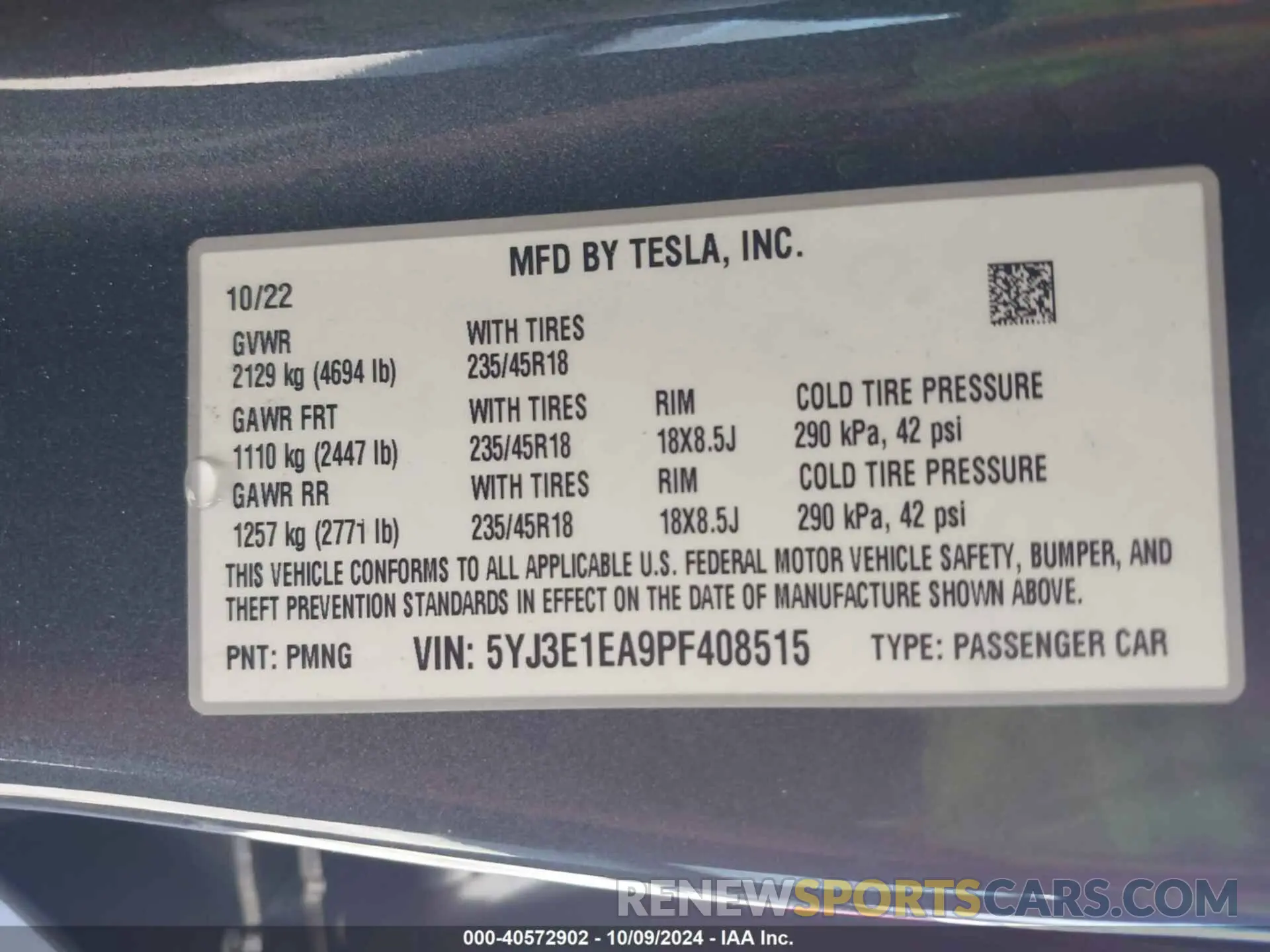 9 Фотография поврежденного автомобиля 5YJ3E1EA9PF408515 TESLA MODEL 3 2023