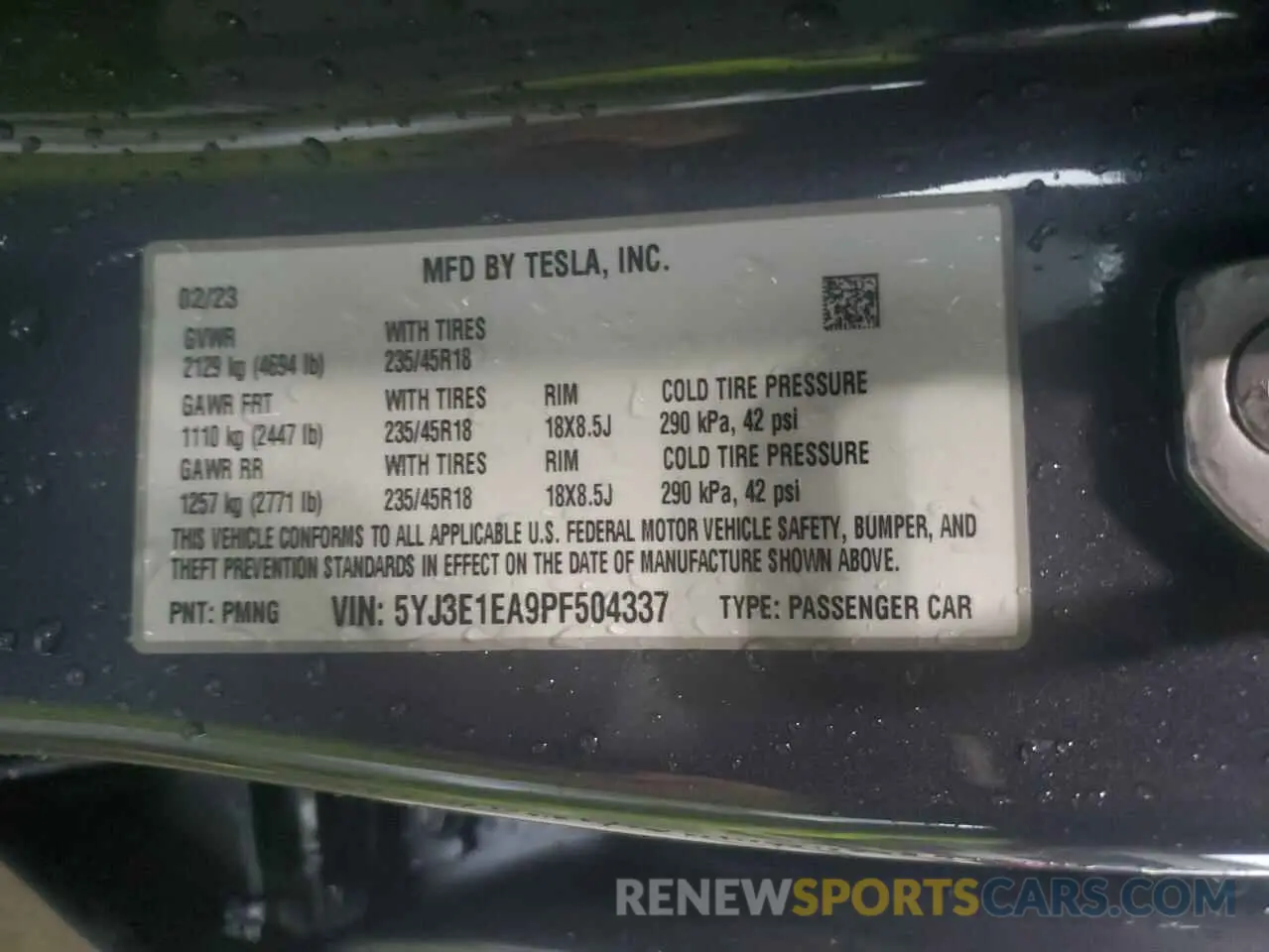 12 Фотография поврежденного автомобиля 5YJ3E1EA9PF504337 TESLA MODEL 3 2023