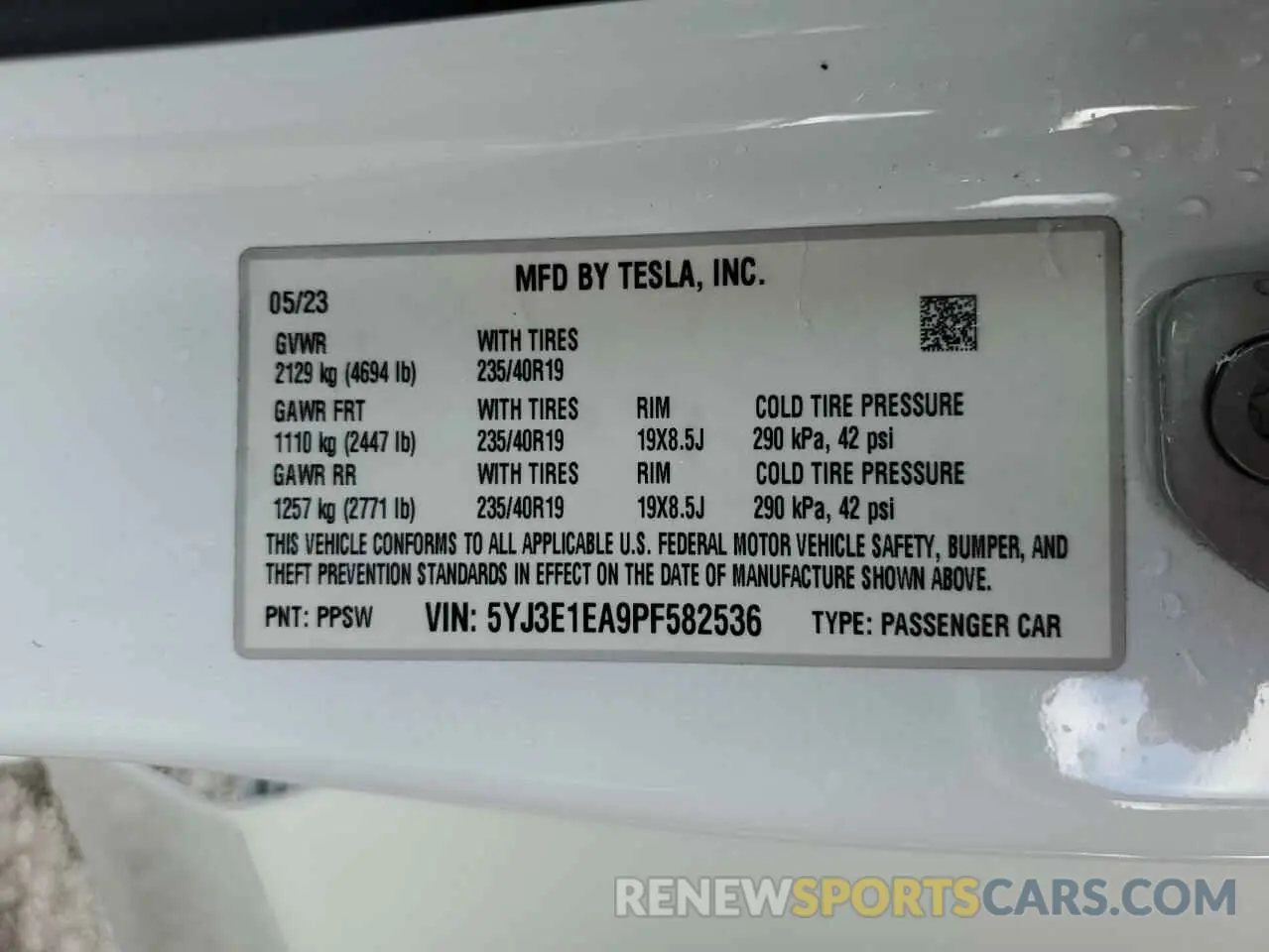 15 Фотография поврежденного автомобиля 5YJ3E1EA9PF582536 TESLA MODEL 3 2023