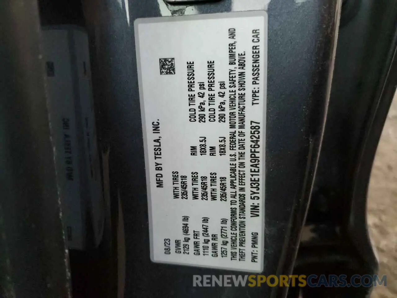 12 Фотография поврежденного автомобиля 5YJ3E1EA9PF642587 TESLA MODEL 3 2023