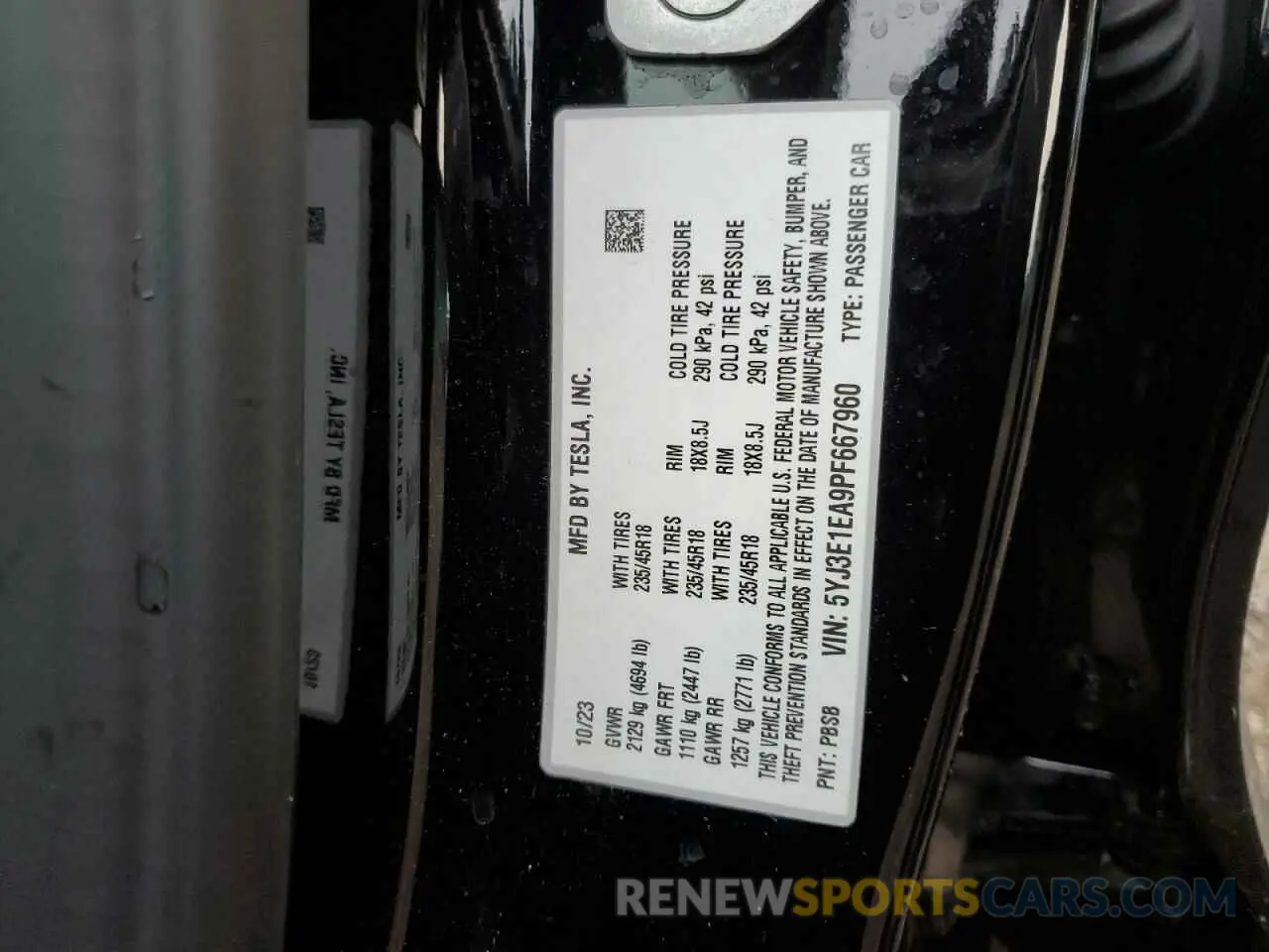 12 Фотография поврежденного автомобиля 5YJ3E1EA9PF667960 TESLA MODEL 3 2023