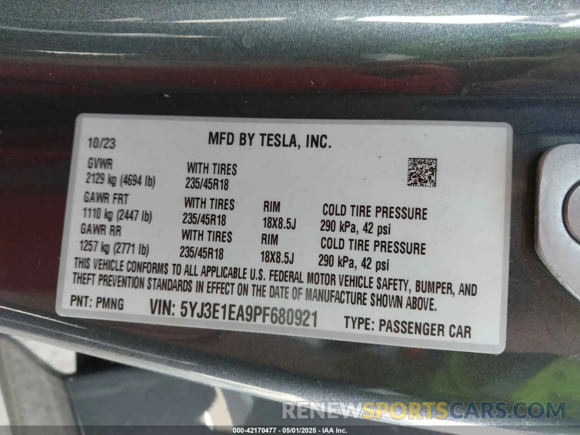 9 Фотография поврежденного автомобиля 5YJ3E1EA9PF680921 TESLA MODEL 3 2023