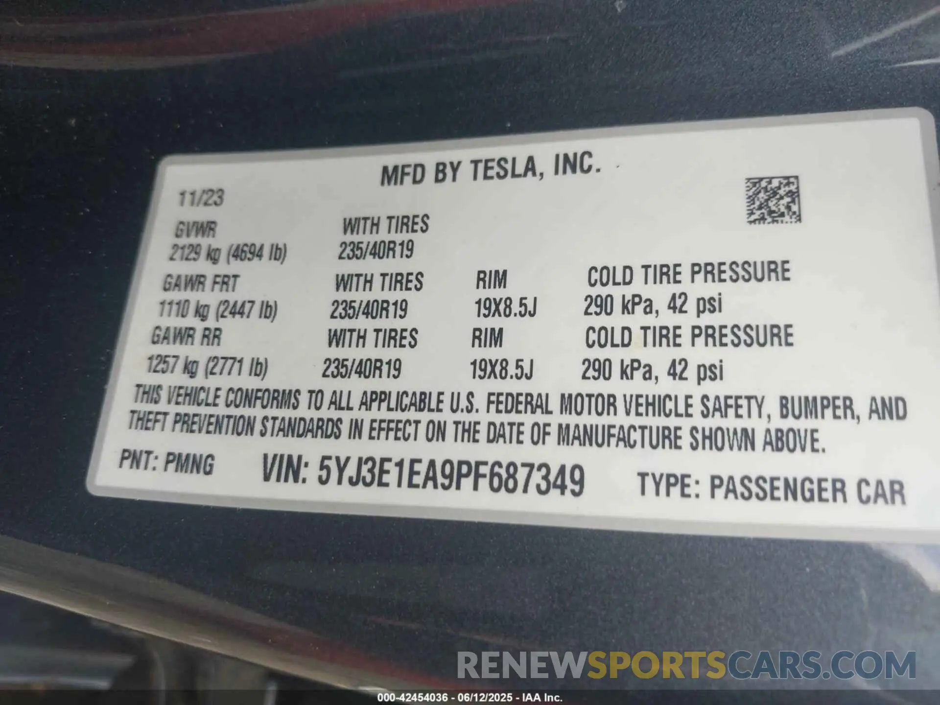 9 Фотография поврежденного автомобиля 5YJ3E1EA9PF687349 TESLA MODEL 3 2023