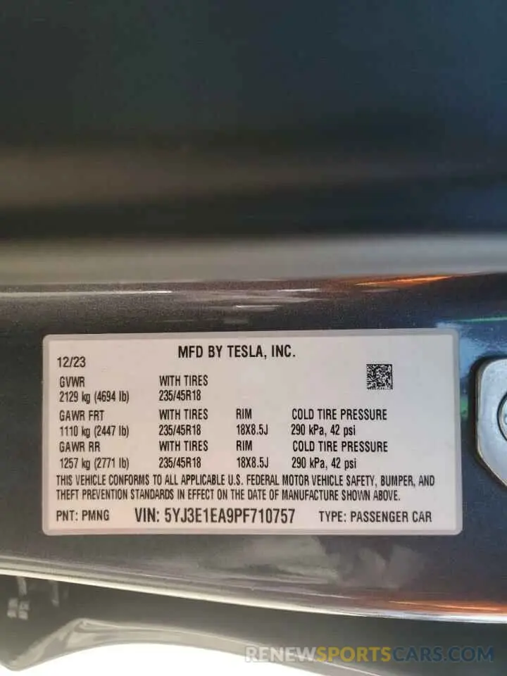 14 Photograph of a damaged car 5YJ3E1EA9PF710757 TESLA MODEL 3 2023
