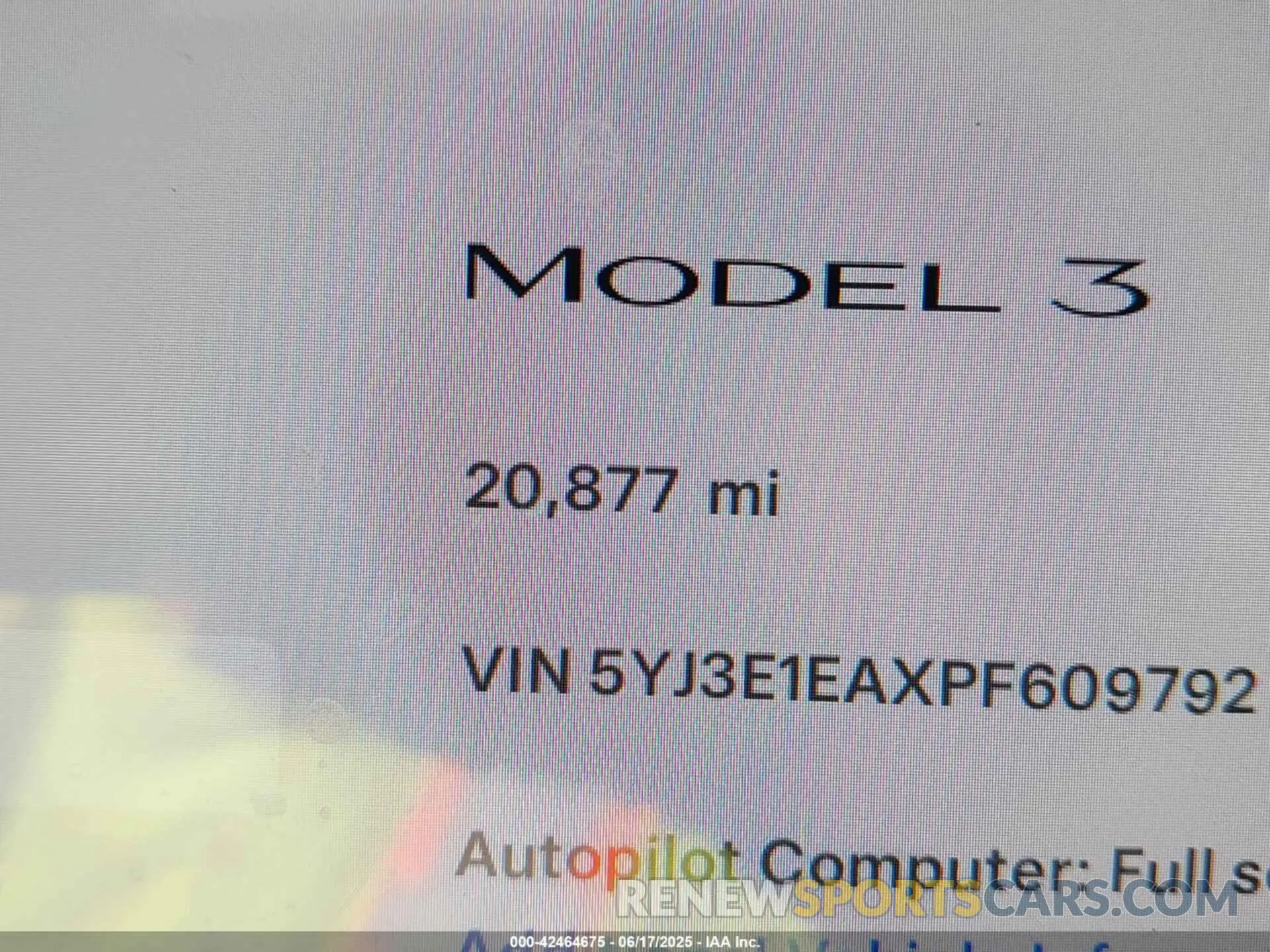 15 Фотография поврежденного автомобиля 5YJ3E1EAXPF609792 TESLA MODEL 3 2023