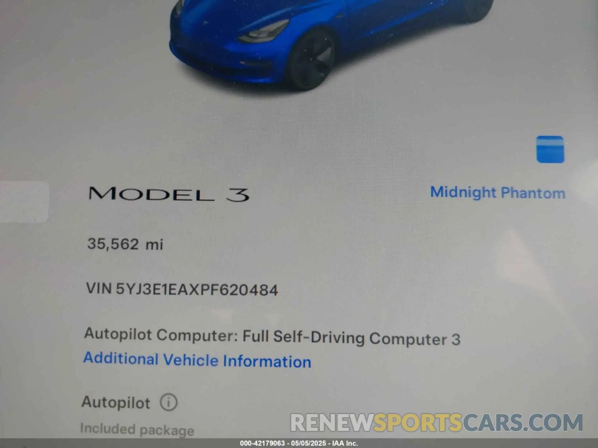 15 Фотография поврежденного автомобиля 5YJ3E1EAXPF620484 TESLA MODEL 3 2023